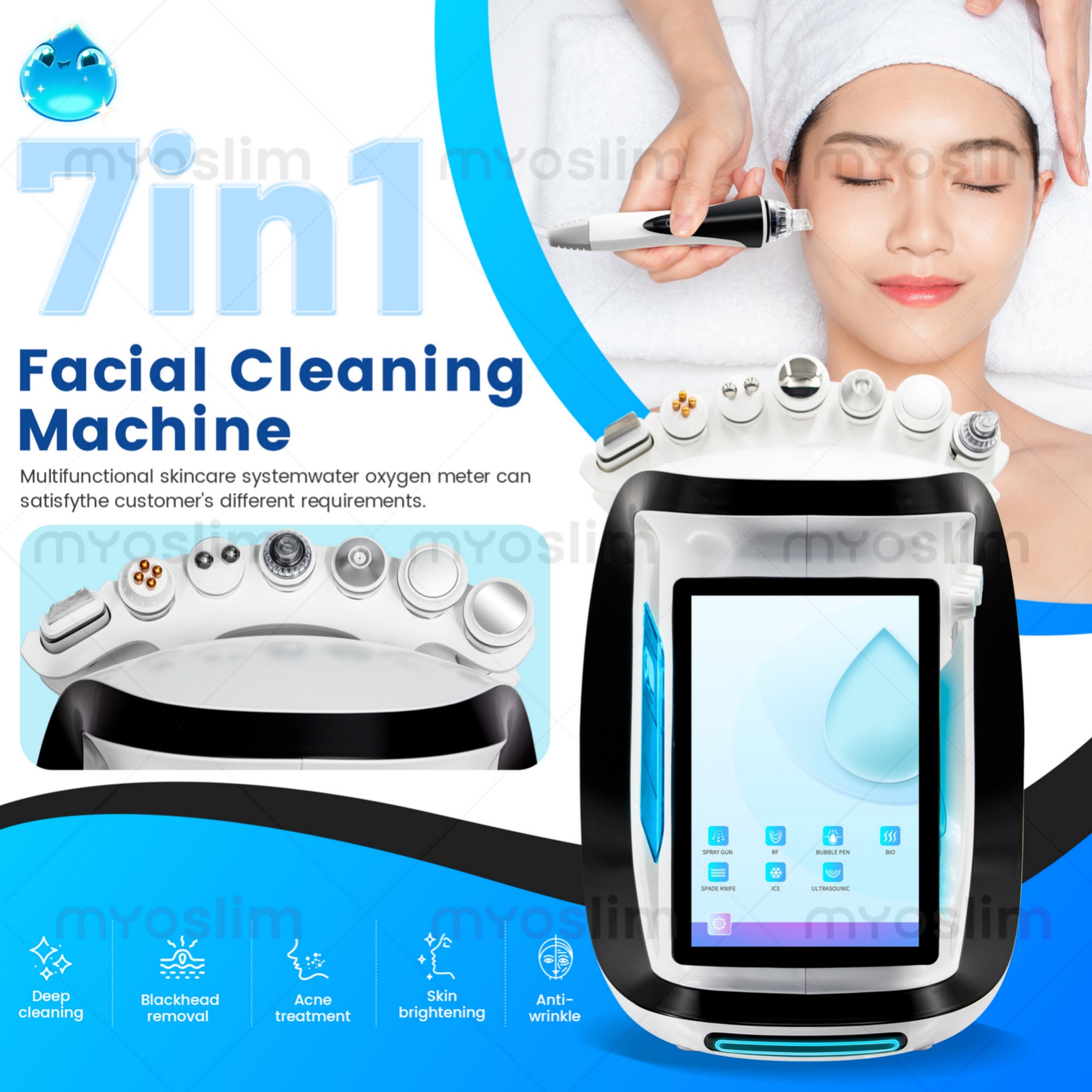 Professional 7 In 1 Oxygen Activating Device Enhances Skin Elasticity Reduces Fine Lines Improves Pores and Brightens Skin Tone