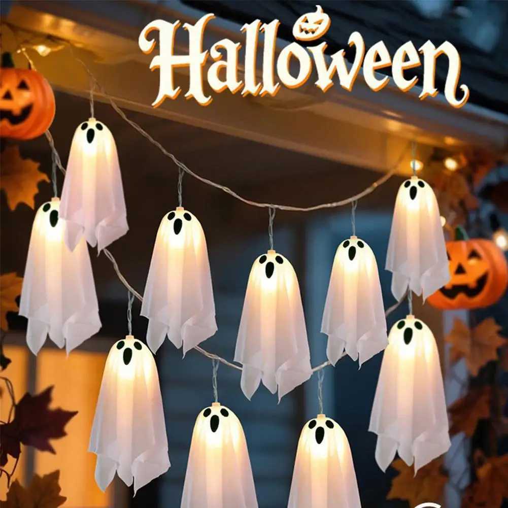 Halloween DecorationLight Up Ghost LED Colorful Light Ghost Terrifying Glowing Pendant Little Atmosphere String Decorati K2O3 H250908
