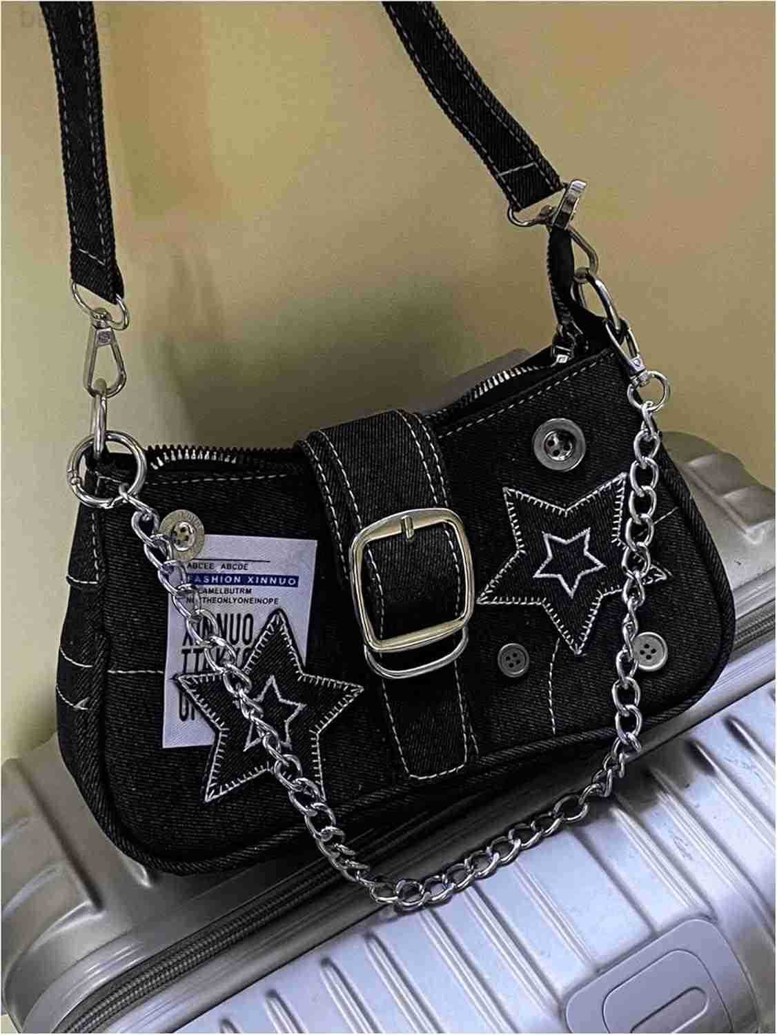 Womens Star Chain Single Strap Buckle Y2K Shoulder Bags Medium Handbags Z250909