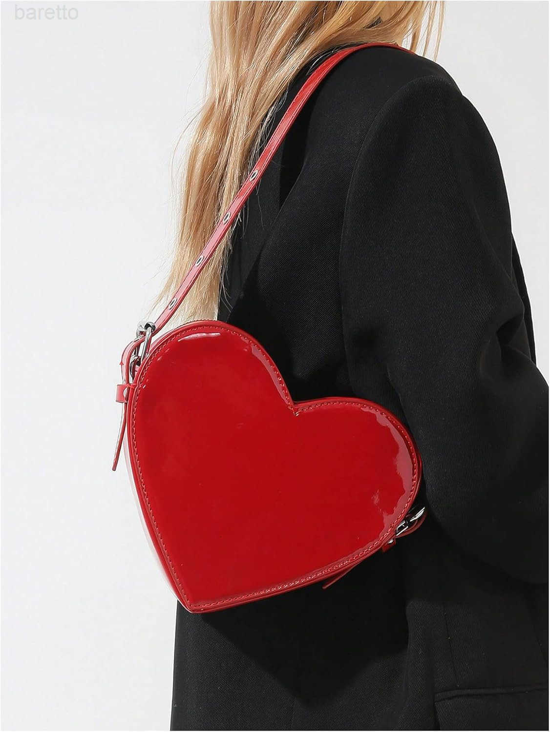 Womens Cute Heart Shaped Shoulder Bag Zipper Small Novelty Handbag with Adjustable Strap Z250909