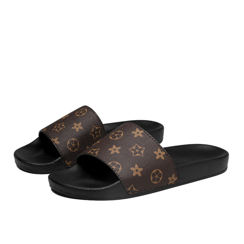 Free Shipping design Slippers for Men Big Size Luxury Black Brown Outdoor Beach Shoes