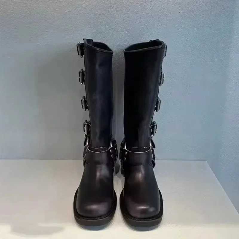 Autumn and Winter 2024 Vintage Boots Women Summer Thin Western Cowboy Boot Medium Heel Boots Leather Boots Cavalry Boot Z250909