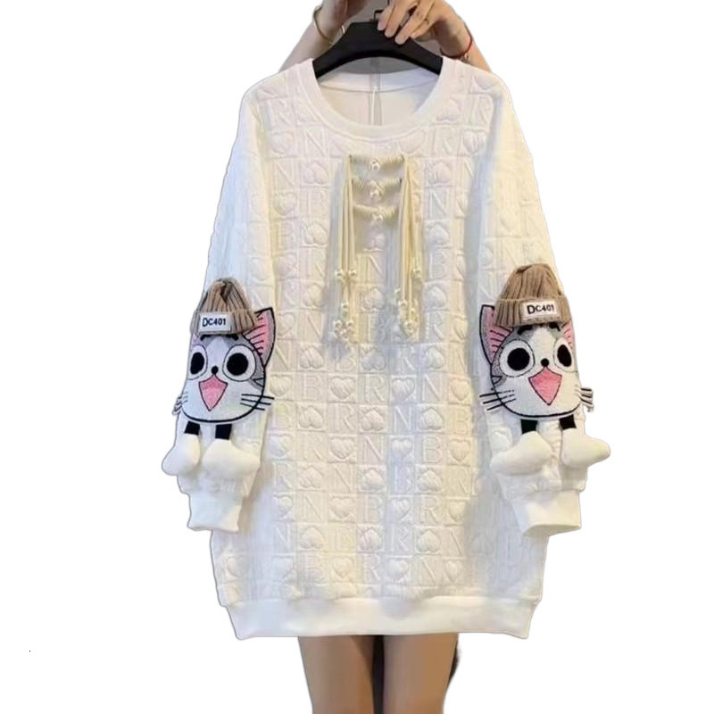 New Woman Winter Unique Style Black Dress Plus Size Midi PU Long Sleeve Cartoon Pocket Fringes Ladies Cute Large Dress Robe 3084 210322