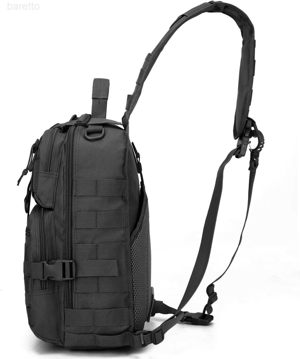 Sling Bag Backpack Military Rover Shoulder Pack EDC Molle Assault Range Bag for Men AmbidextrousBlack Z250909