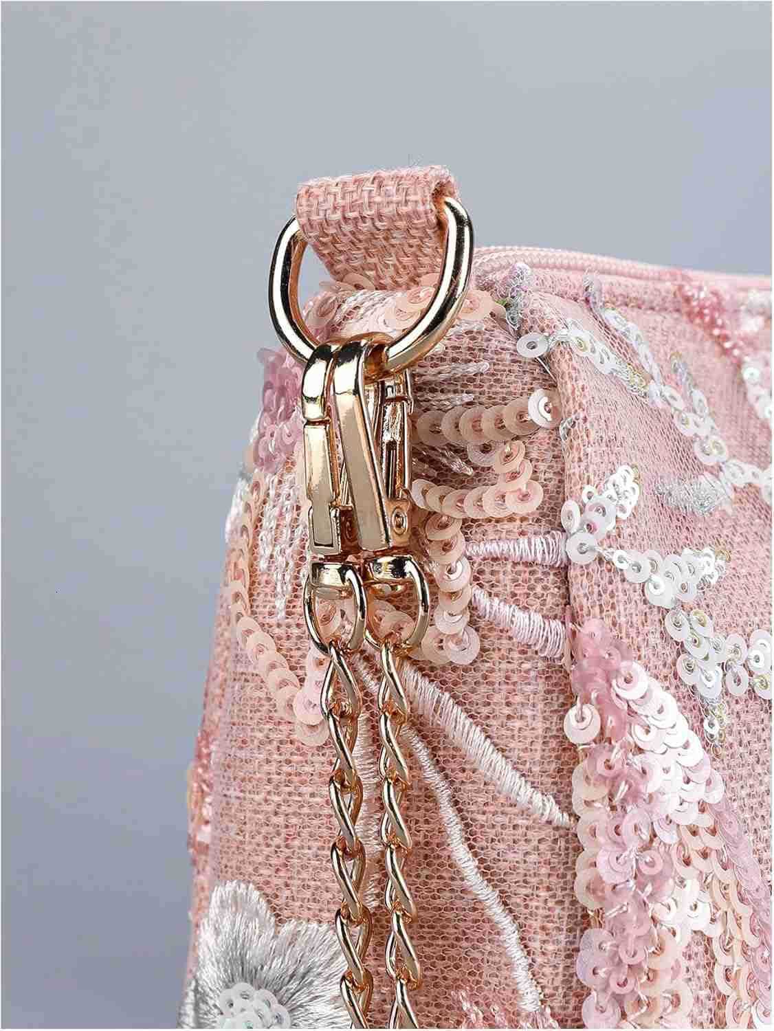 Womens Sequin Floral Embroidery Evening Beaded Clutch Bags Elegant Mini Crossbody Purses Wedding Party Bag Z25909