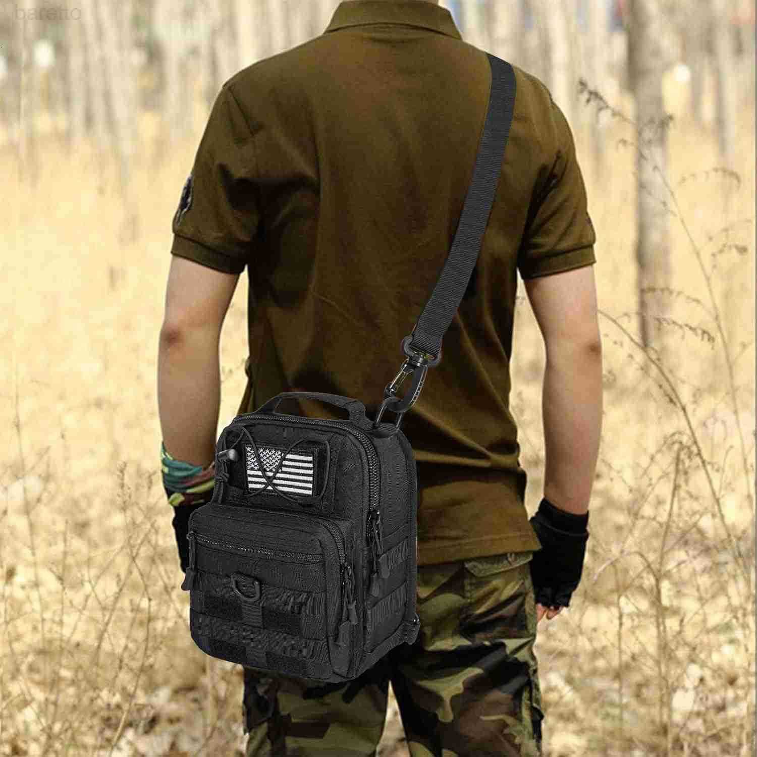 Tactical Sling Bag for Men Small Tactical Shoulder Bag Backpack Outdoor Military Rover Bags Travel Hiking Daypacks Tactical EDC Crossbody Chest Bag Pa