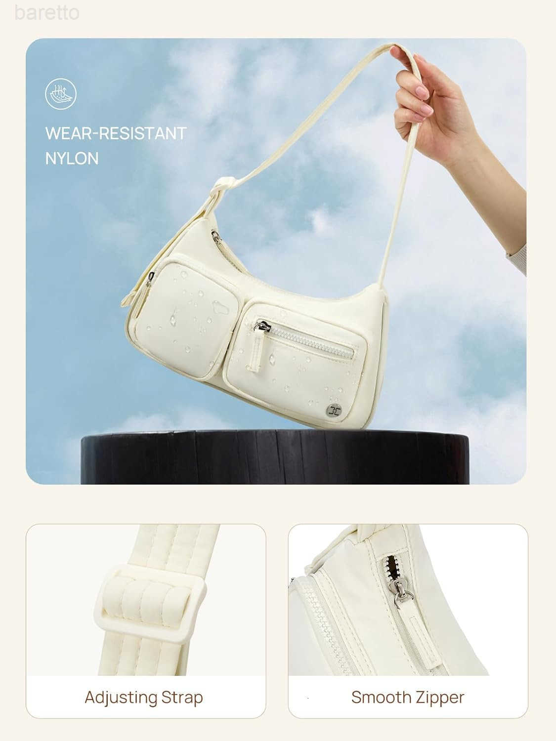 Nylon Shoulder Bag for Women Y2K Trendy Purse Crescent Bag Cute Handbag Z250909