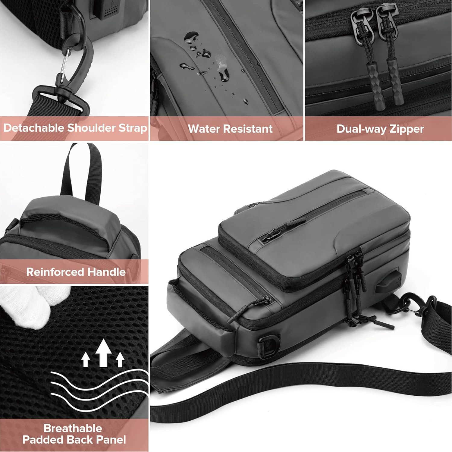 Theft Crossbody Backpack Shoulder Sling Bag Men Women One Strap Motorcycle Messenger Bag Daypack for Cycling Z250909