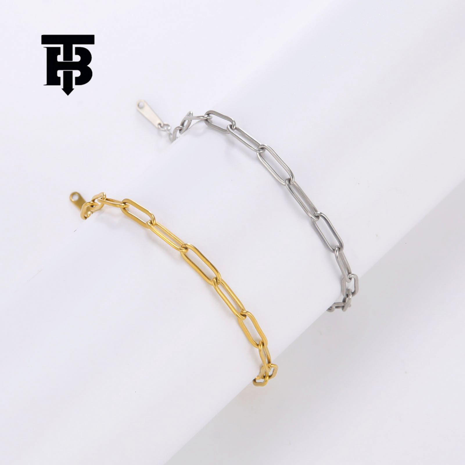 TB BHULAMTE Free Shipping New Designer Accessories 18K Gold Plated Color Retention Jewelry Minimalist Rectangular Chain Buckle Simple Elegant Women�