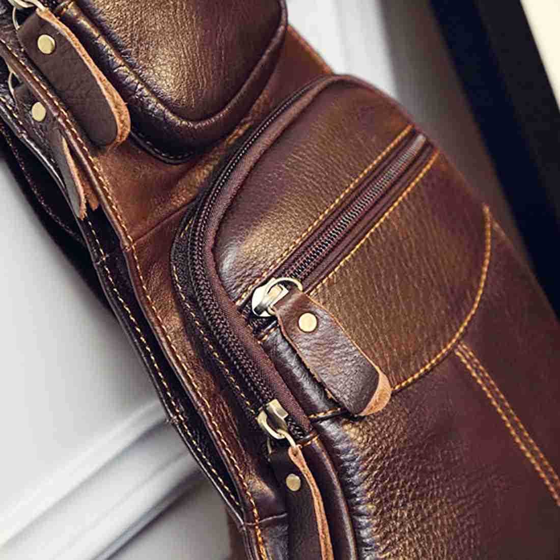 Vintage Leather Sling Bag Backpack for Men Crossbody Shoulder Chest DayPack Backpacks Z250909