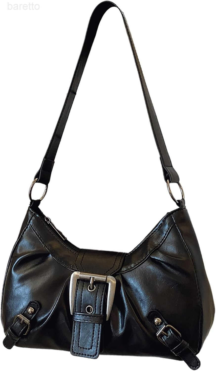 Womens PU Leather Ruched Shoulder Handbags Buckle Single Strap Punk Y2K Hobo Bags Z250909