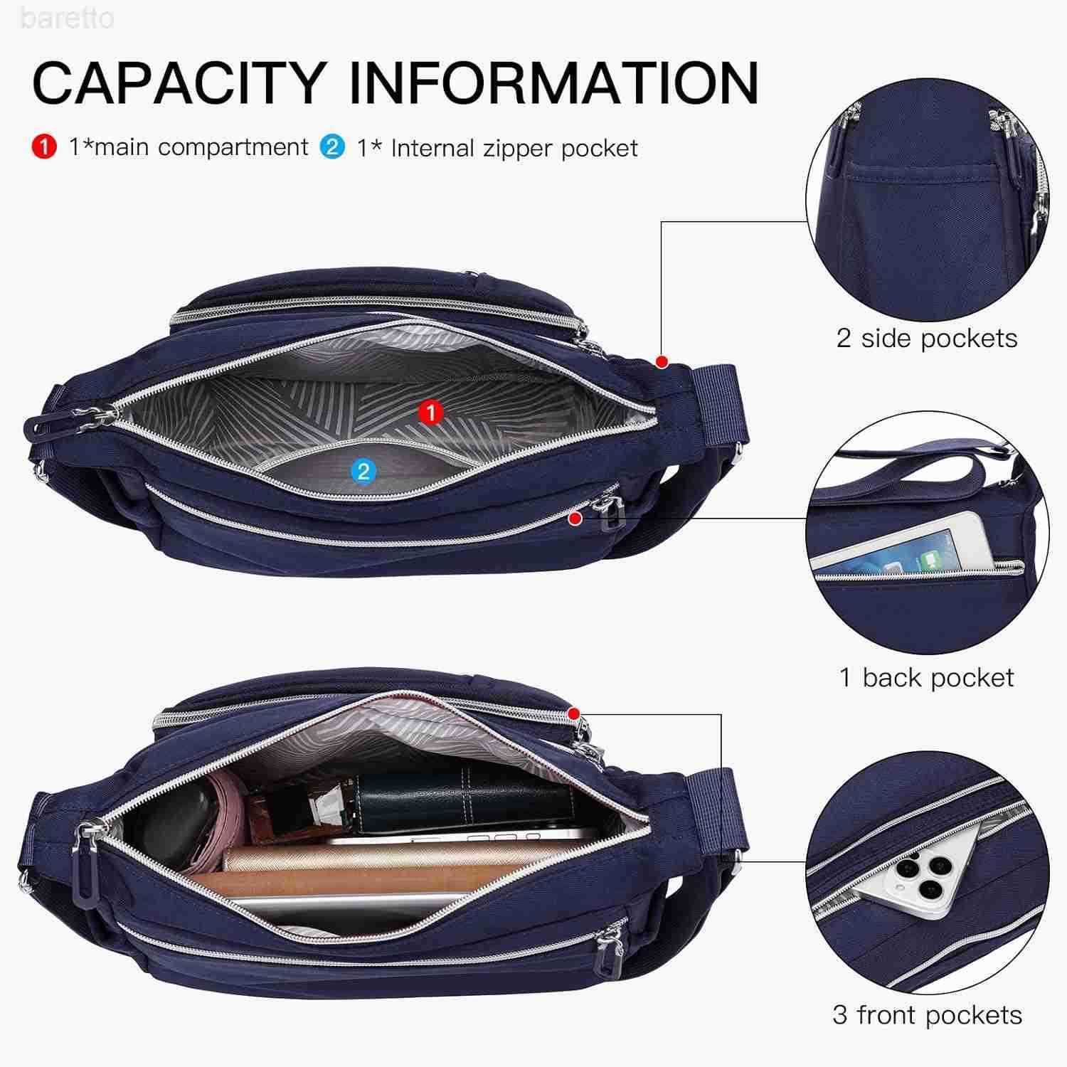 Bags for Women Nylon Waterproof Shoulder Purse Messenger Bag Ladies Multiple Pockets Bag for Travel Z250909