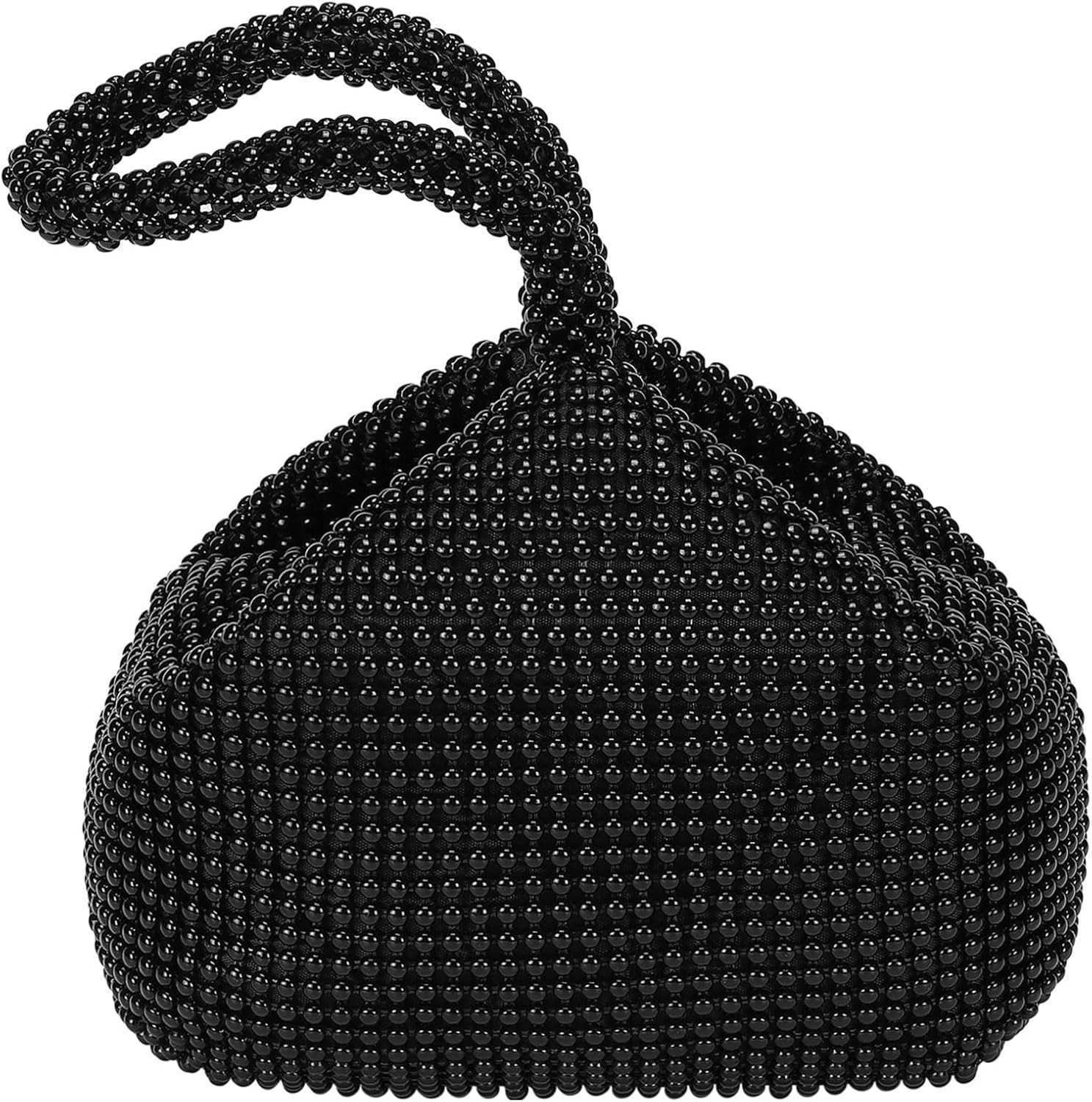 Womens Evening Bags Sparkly Beaded 866 Mini Clutch Vintage Triangle Small Purse Handbag for 1920s Party Wedding Black Z25909