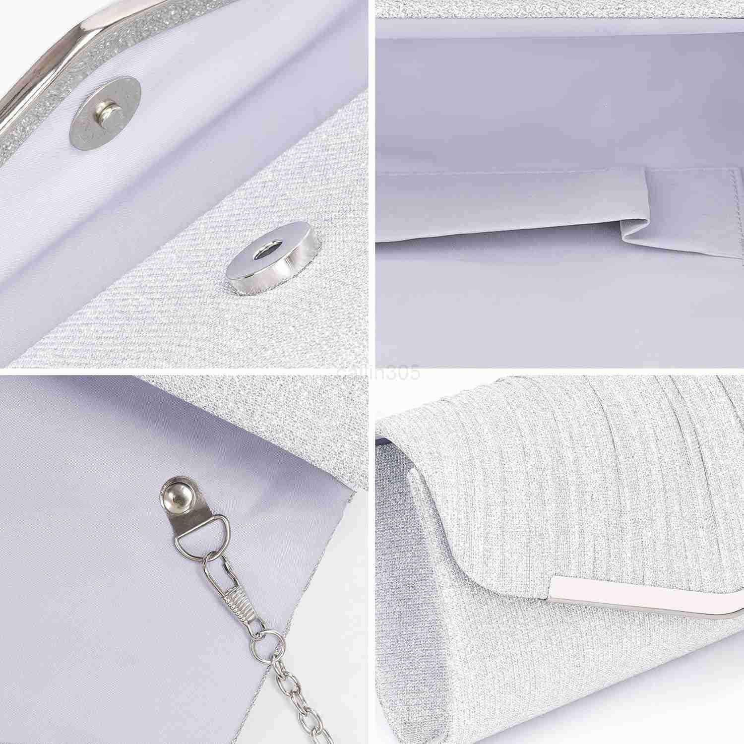 Womens Evening Handbags Sparkly Pleated Evening Purse Elegant Sequins Clutch for Wedding Formal Cocktail Party Z25909
