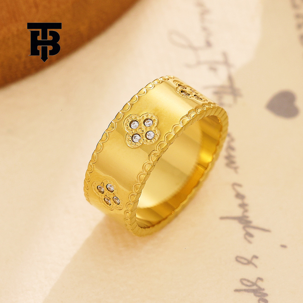 TB BHULAMTE Free Shipping New Designer Accessories European And American INS Style Simple 18K Gold Plated Diamond Inlaid Ring Gold Retro Heart-shaped 