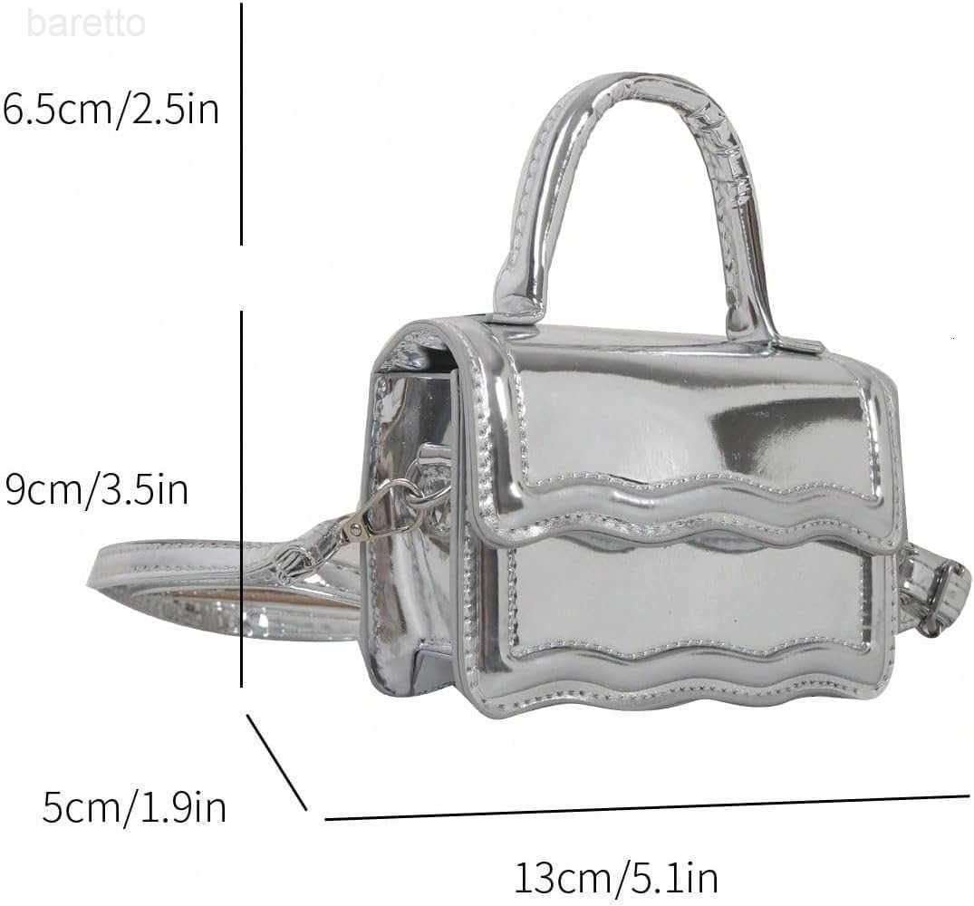 Womens Metallic PU Leather Single Strap Shoulder Bags Funky Waterproof Top Handle Mini Square Bag Crossbody Handbags Z250909