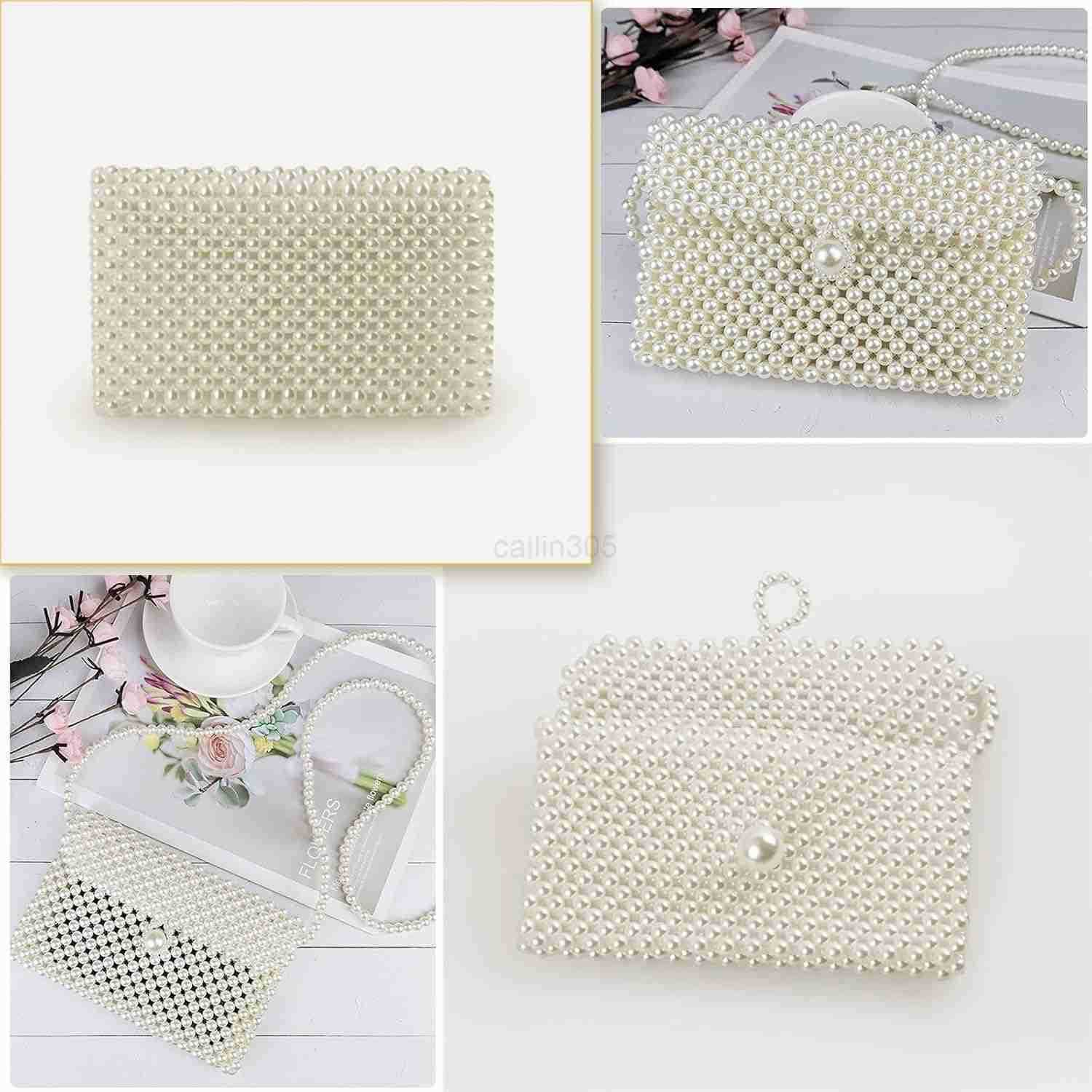 Pearl Bag Chain Bag Purse Shoulder Bag Evening Bags for Women Artificial Pearl Clutch Crossbody Beaded Handmade Bags for Party Wedding Bridal Travel Z