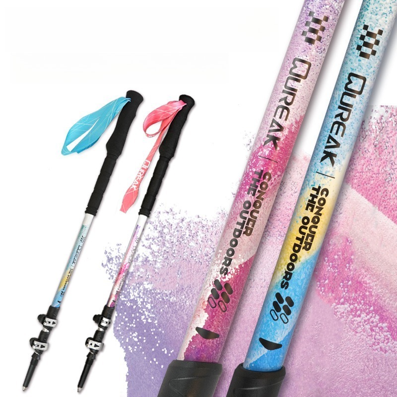 Aluminum Alloy Trekking Poles Telescoping Lightweight Hiking Sticks Portable Walking Stick with EVA Handle for Women Men Hiking Camping Climbing