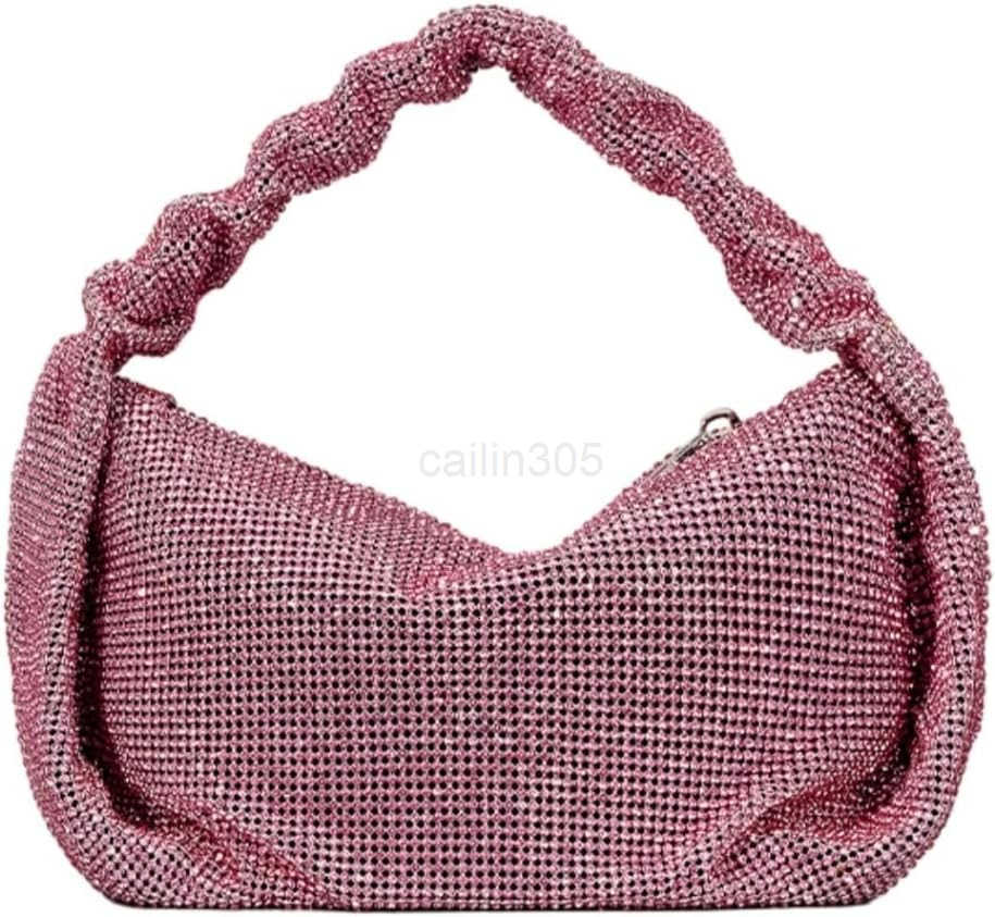 Bling Evening Clutch Bag Sparkly Rhinestone Purse Crystal Dumpling Bag Party Wedding Handbag Z25909