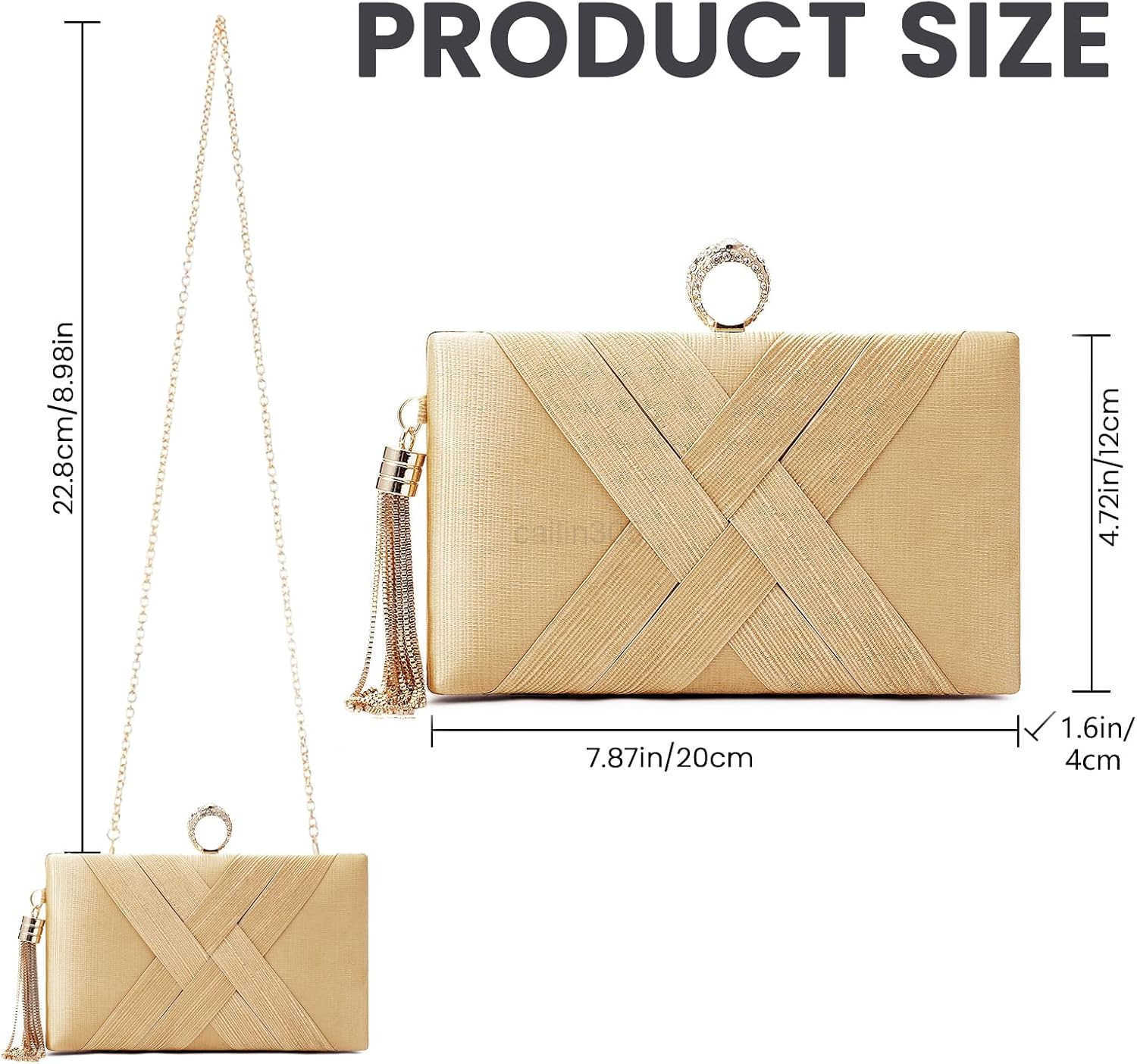 Tassel Womens Evening Handbag Small Pleated Clutch Purses for Formal Wedding Bag Party Purse with Top Handle and Chain Z25909