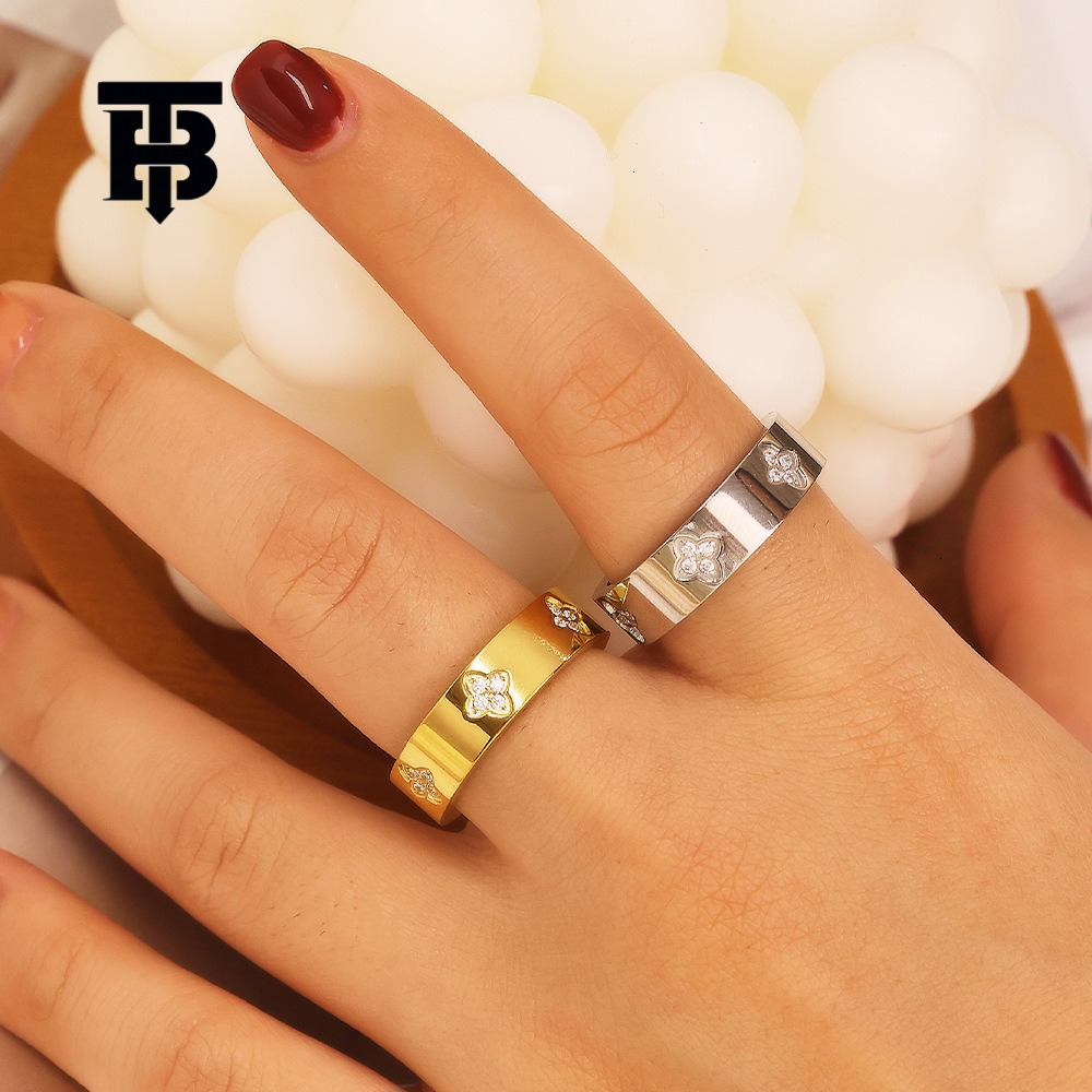TB BHULAMTE Free Shipping New Designer Accessories European And American INS Style Simple 18K Gold Plated Diamond Inlaid Ring Gold Retro Heart-shaped 