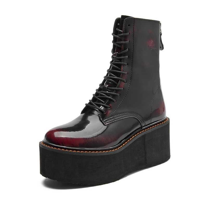 AIYUQI Women Ankle Boots Genuine Leather 2025 New Platform High Heel Short Boots Female Nonslip Large Size Women Winte Boots W250909