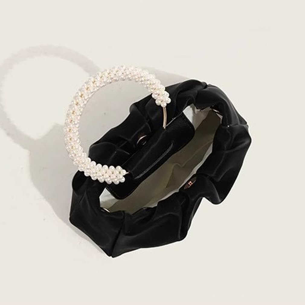 Evening Purse Women Small Pearl Handbags Soft Leather Ruched Bag Wedding Bridal Clutch Party Prom Crossbody Purses Z25909