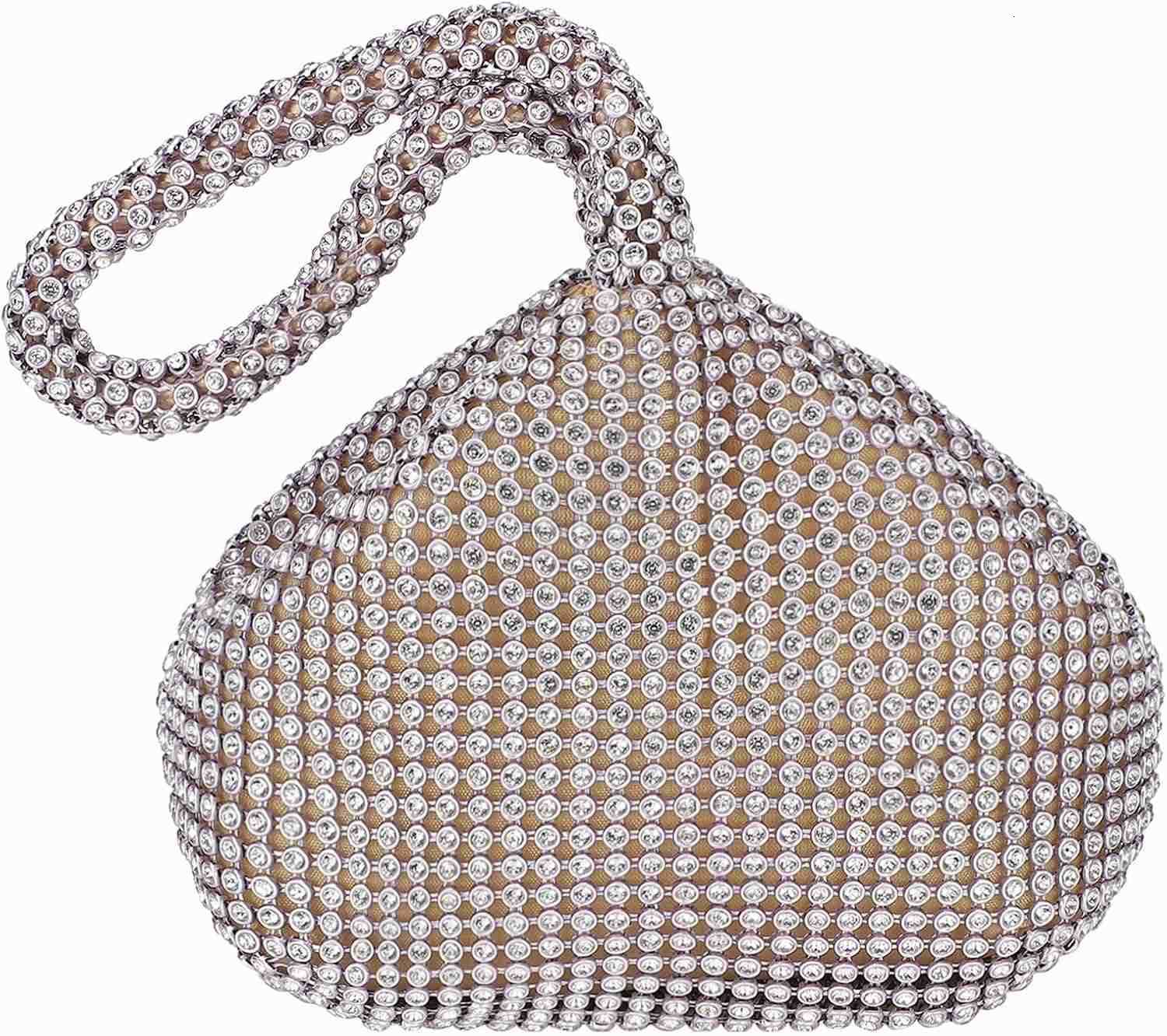 Womens Evening Bags Sparkly Rhinestone 708 Mini Clutch Vintage Triangle Small Purse Handbag for 1920s Party Wedding L Black Z25909