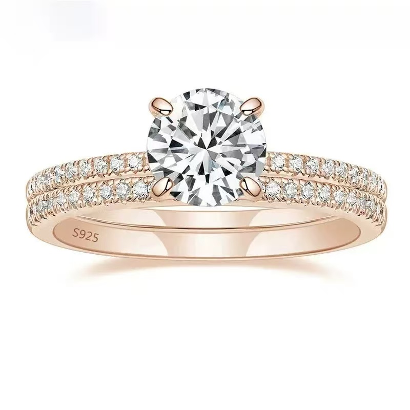 Jewelry 1.20 CT Round IGI Lab Grown Diamond Bridal HPHT Ring Set Real Yellow Gold Round Diamond Hidden Halo Ring Engagement Ring For Women