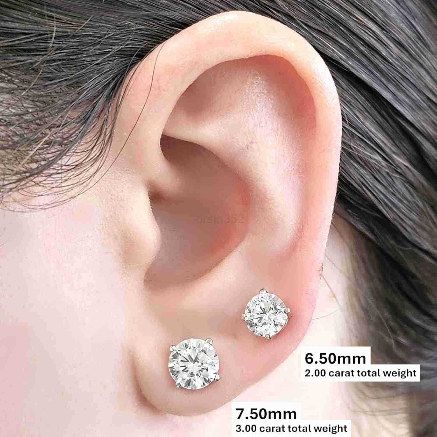 14K Solid Gold Post Silver Simulated Diamond Stud Earringscubic zirconia earrings studs 30ct to 800ctW250909