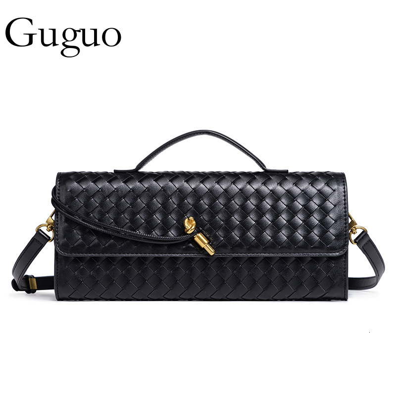 Guguo Designer Luxury Hot Item Niche Woven Single Shoulder Baguette Bag Fashion Horizontal Clutch Accordion Women's Crossbody Bag Long Bag Leisur