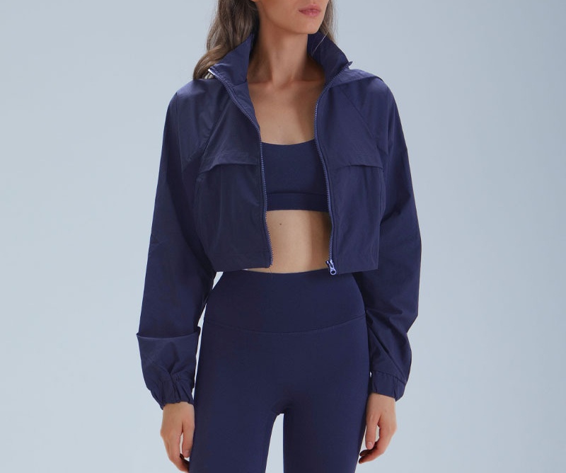 Zipper Short Style Outdoor Running Sports Slimming Fiess Jacket With Hat Quick Drying Sports Top Yoga Clothes