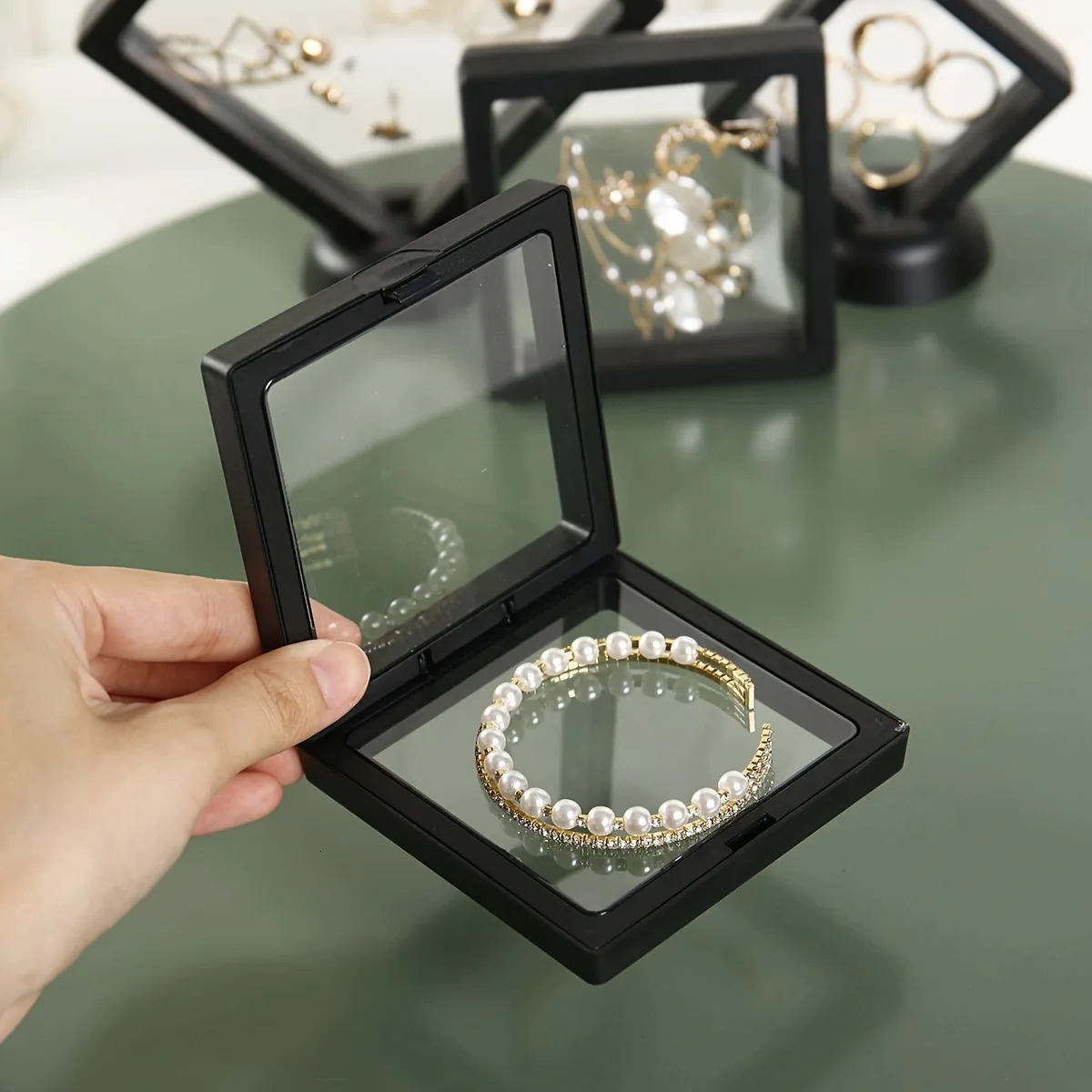 10pcsTransparent floating display box plastic film jewelry packaging box jewelry necklace ring and collectible storage box 250908