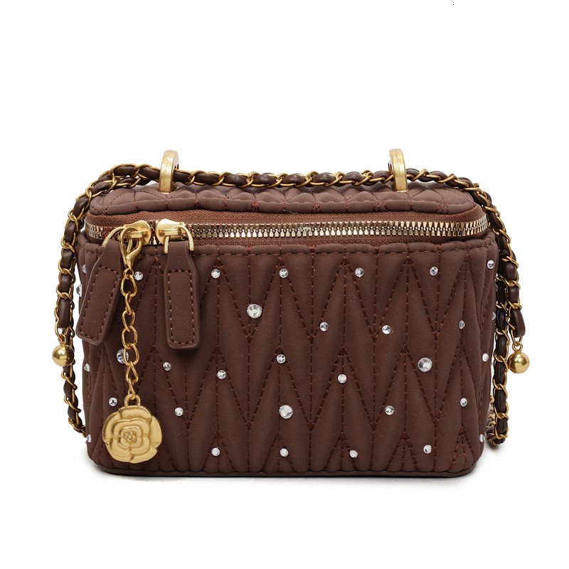 Luxury Brand Designer Bag Korean Style Quilted Chain Small Bag For Women 2025 New Autumn Winter Fashion Pleated Box Bag Ins Versatile Crossbody Bag