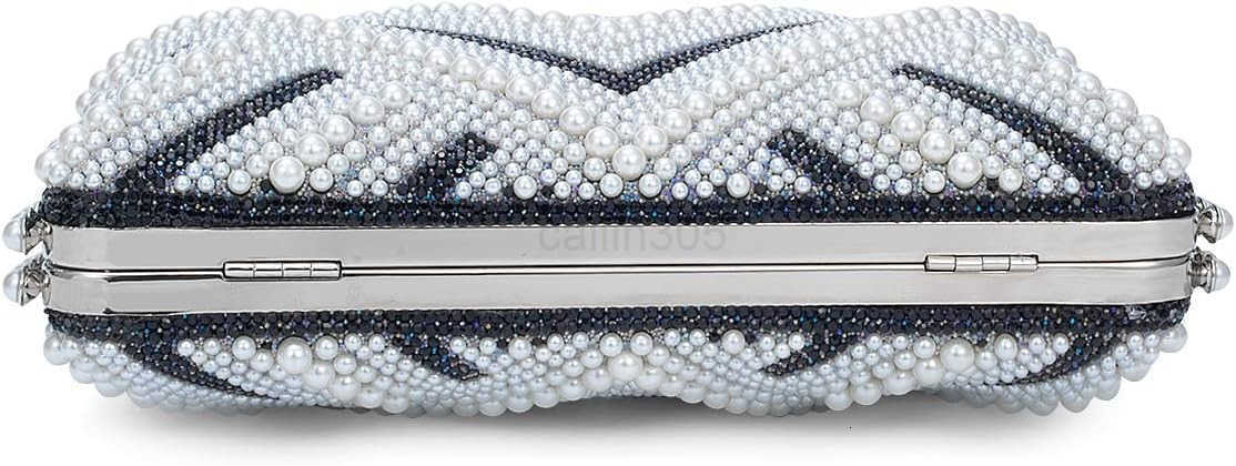 Pearl Clutch Purse Womens Evening Handbags Luxury Beaded Bride Purse with Chain for Wedding Prom Cocktail Party Z25909