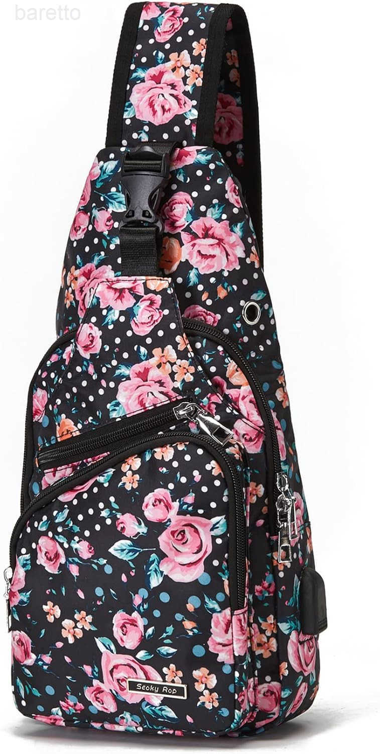 Rop Men Women Sling Backpack Anti Theft Crossbody Shoulder Chest Bag with USB Charging Port Z250909