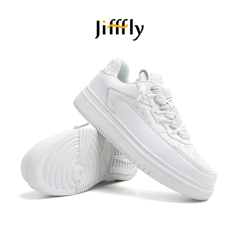 Modern Design Jifffly Co-ed White Low-top Athletic Footwear with National Chic AestheticJFY-868