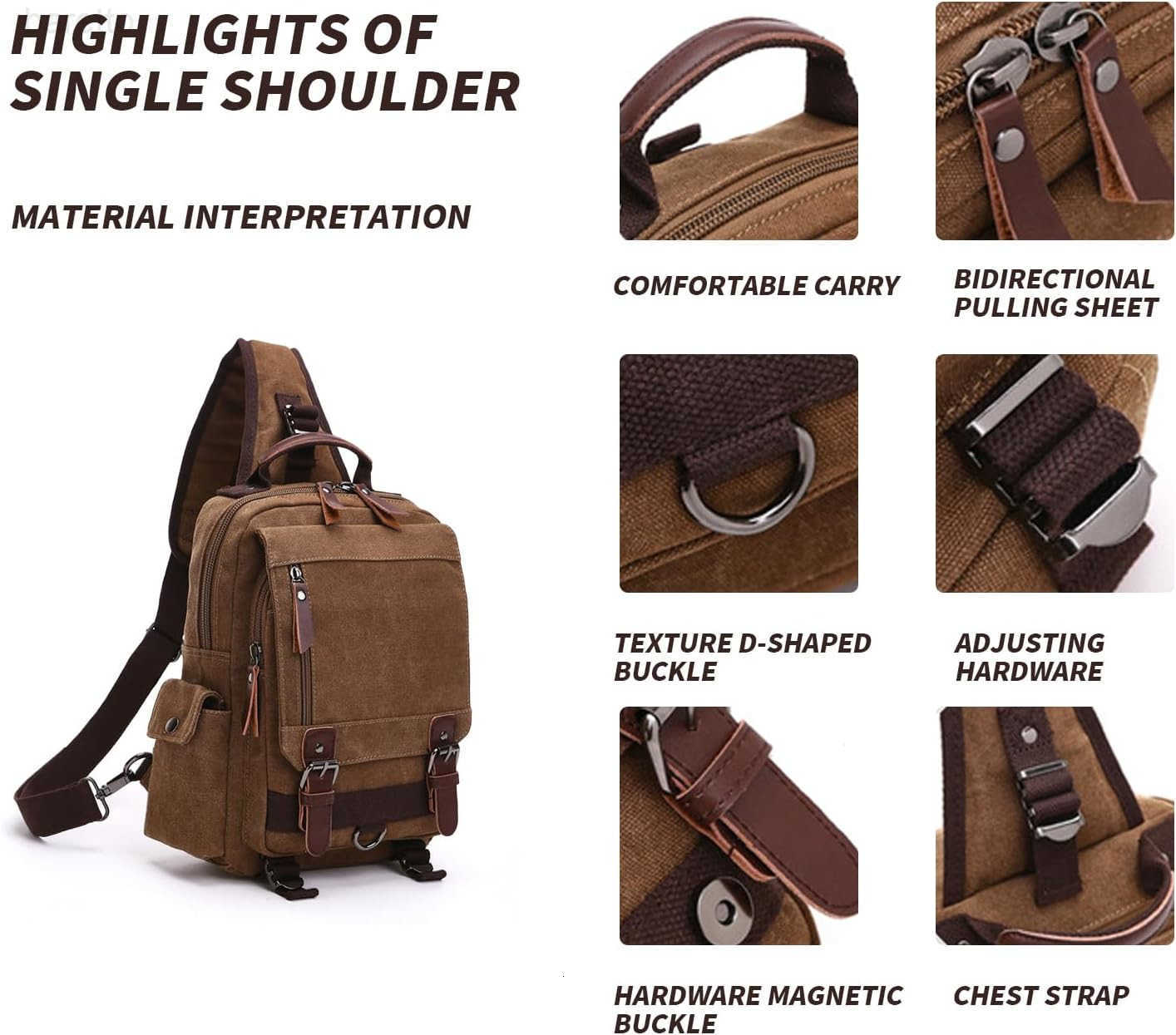 Cross Body Messenger Bag Shoulder Sling Backpack Travel Rucksack Black Z250909