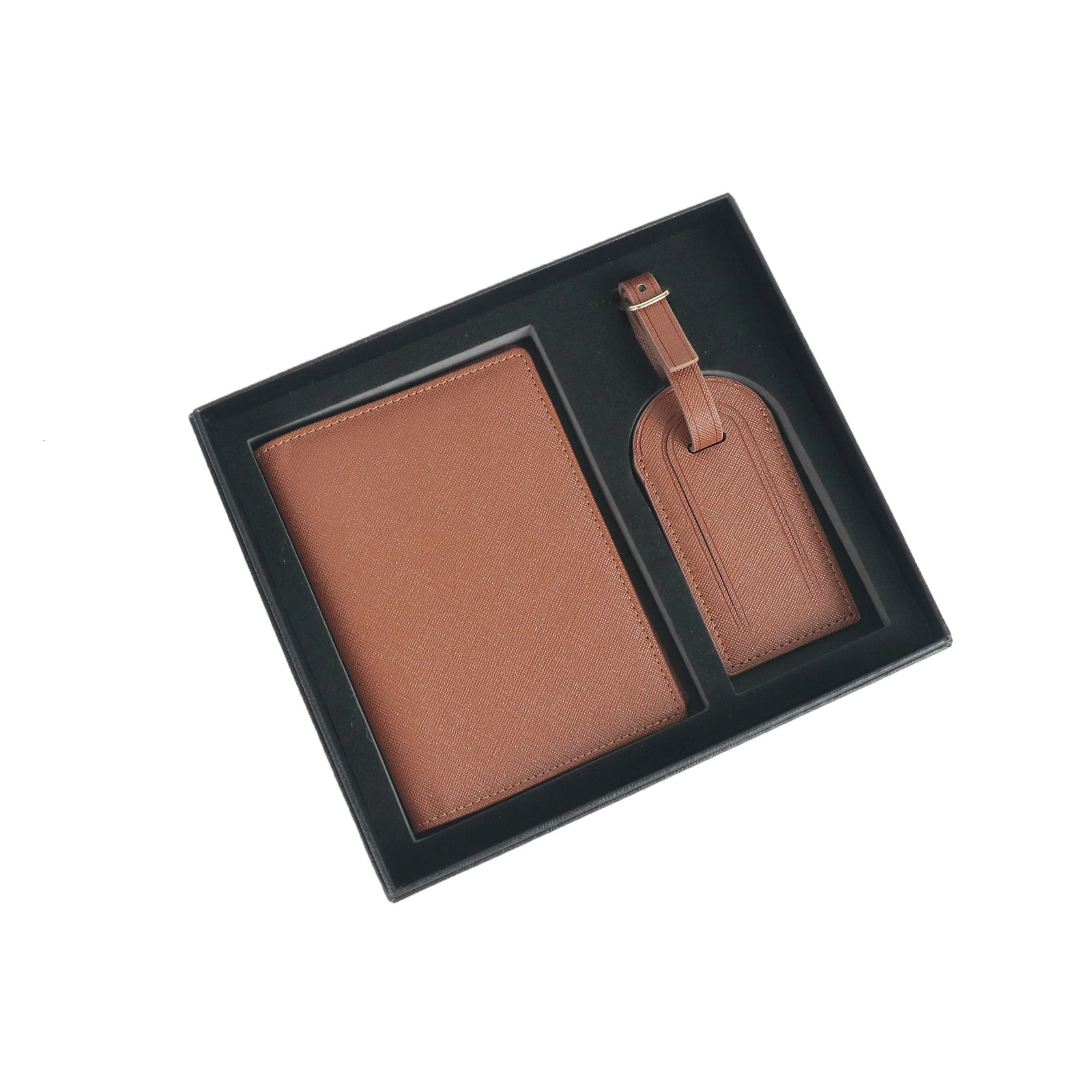 Free Monogrammed Initial Letters Gift Box Set Saffiano Leather Passport Holder Luggage Tag Passport Cover Travel Accessories250909