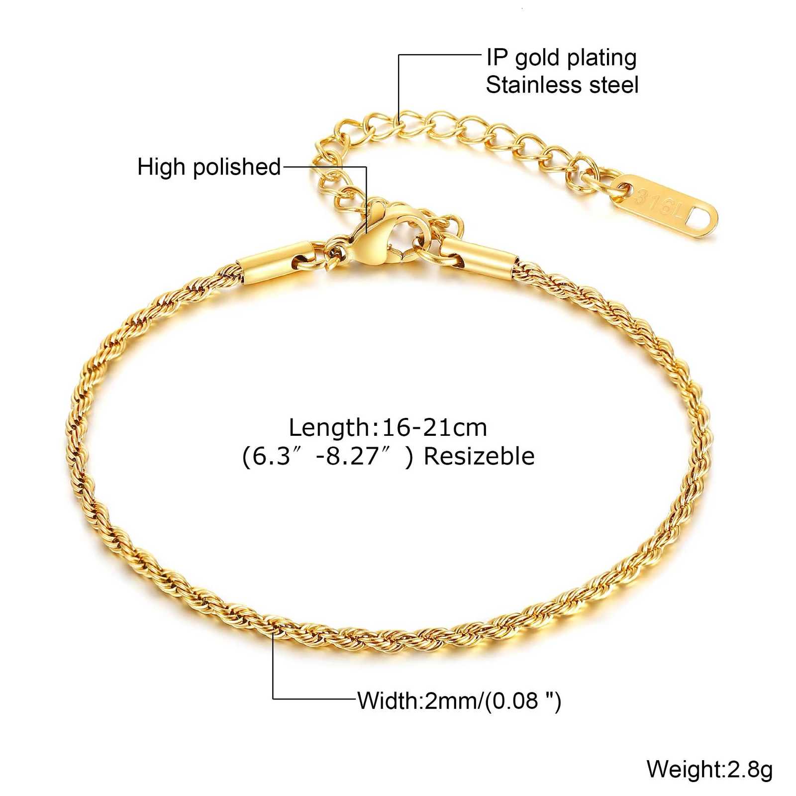 2pcsset Gold Color Bracelets for Men BoysStainless Steel Chain Link Wristband GiftsTrendy Unisex Jewelry GiftsXJ250909