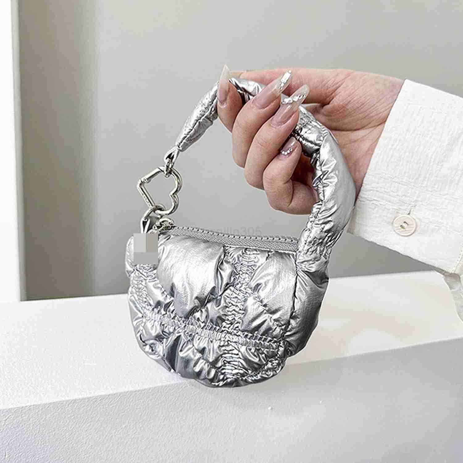 Mini Quilted Bag Puffer Wristlet Clutch Purse Nylon Padded Womens Handbags Evening Bag Charm Lipstick bag Z25909