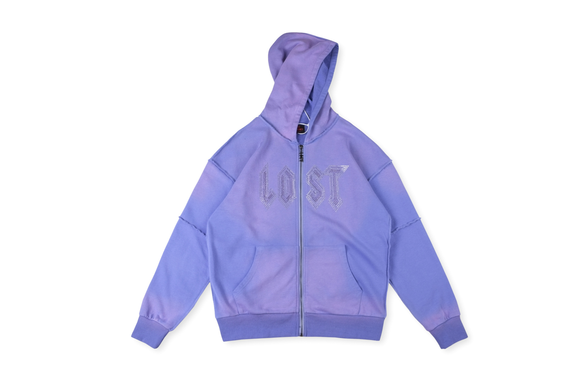 Men's Hoodies Lost Intricacy Diamond Embellish Street Hip-hop Printed Zipper Jacket Hoody Sweatshirts