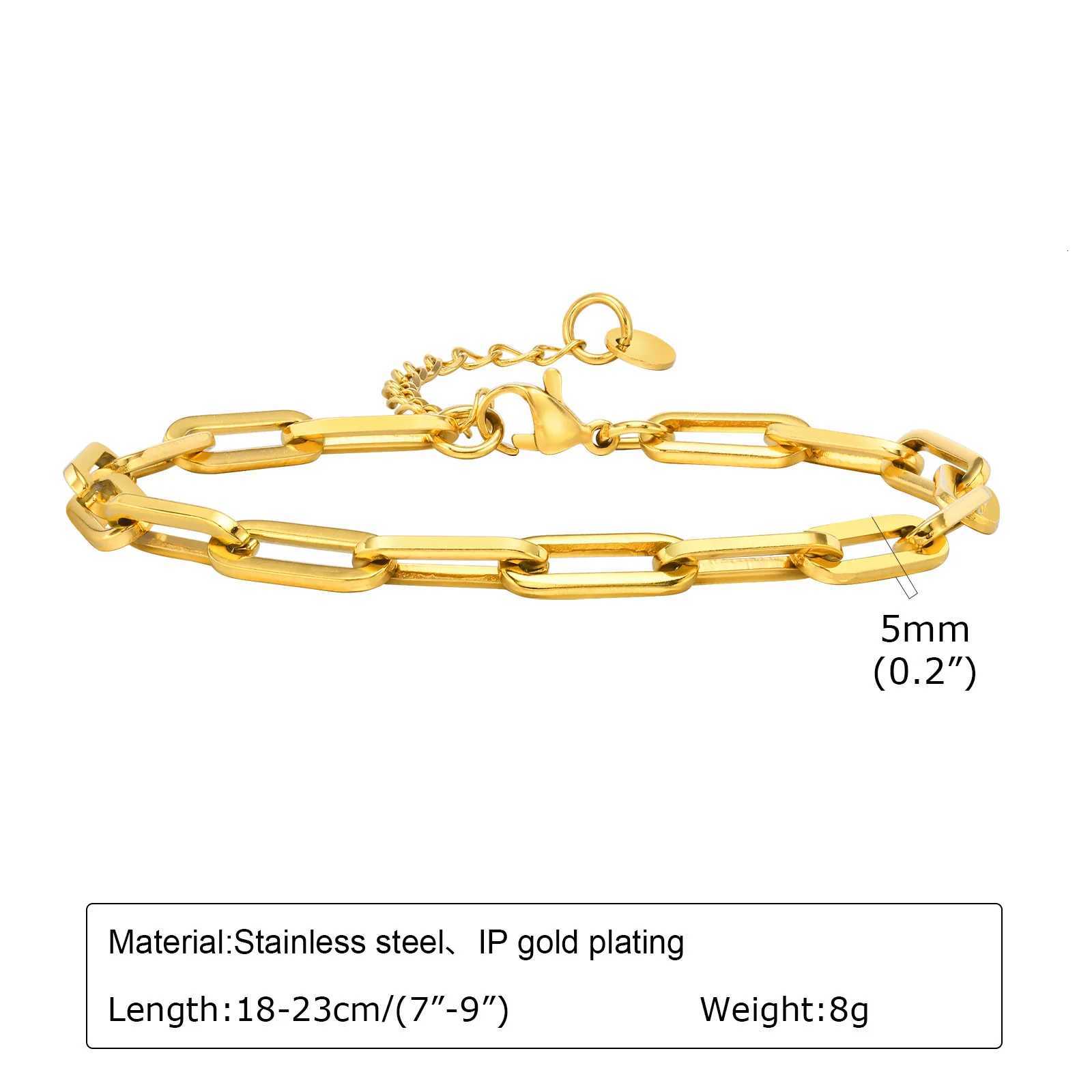 2pcsset Gold Color Bracelets for Men BoysStainless Steel Chain Link Wristband GiftsTrendy Unisex Jewelry GiftsXJ250909