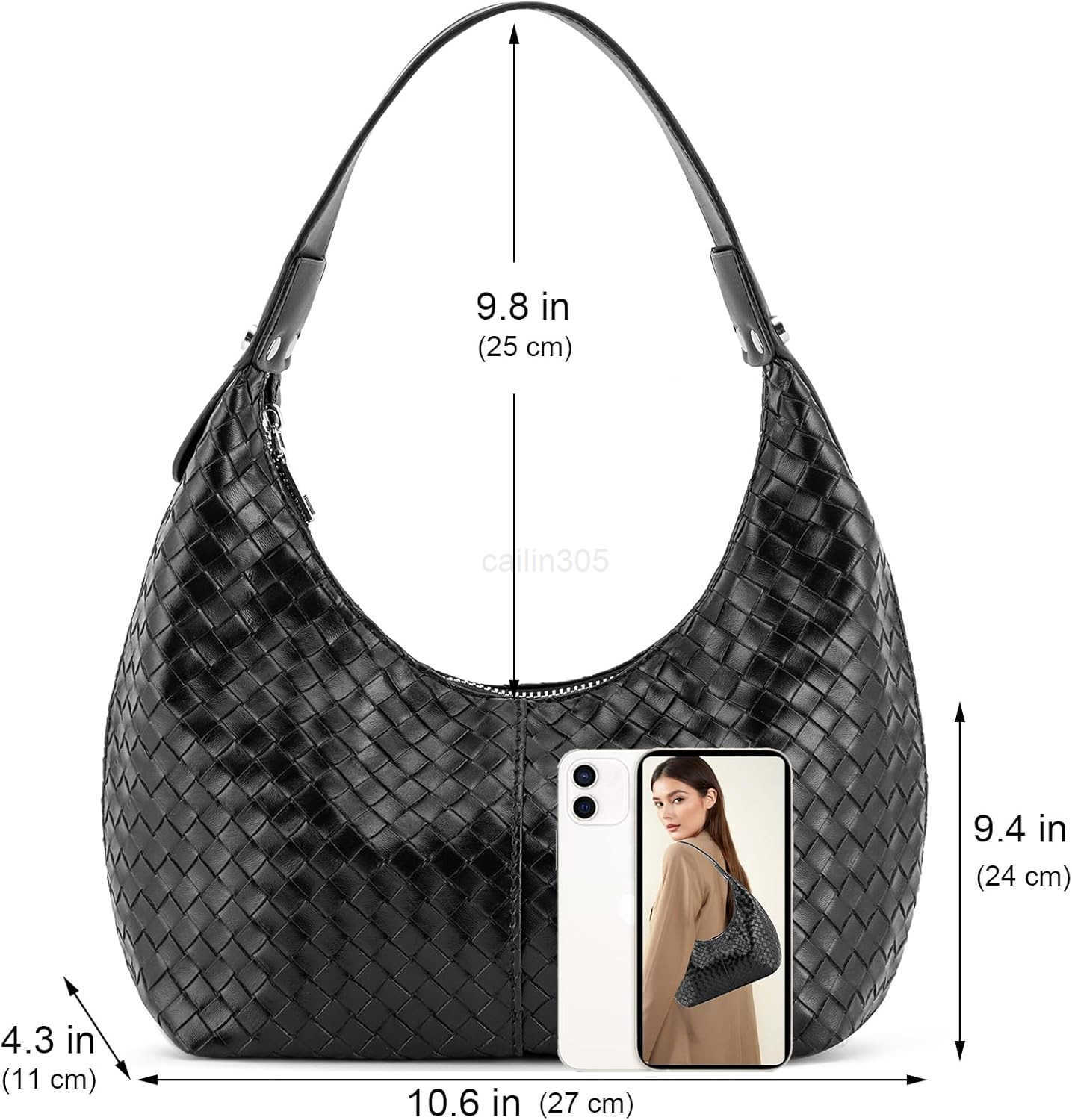 ZHOU Crescent Shoulder Bags for Women Vegan Leather Hobo Handbag Slouchy Tote Purses Z25909