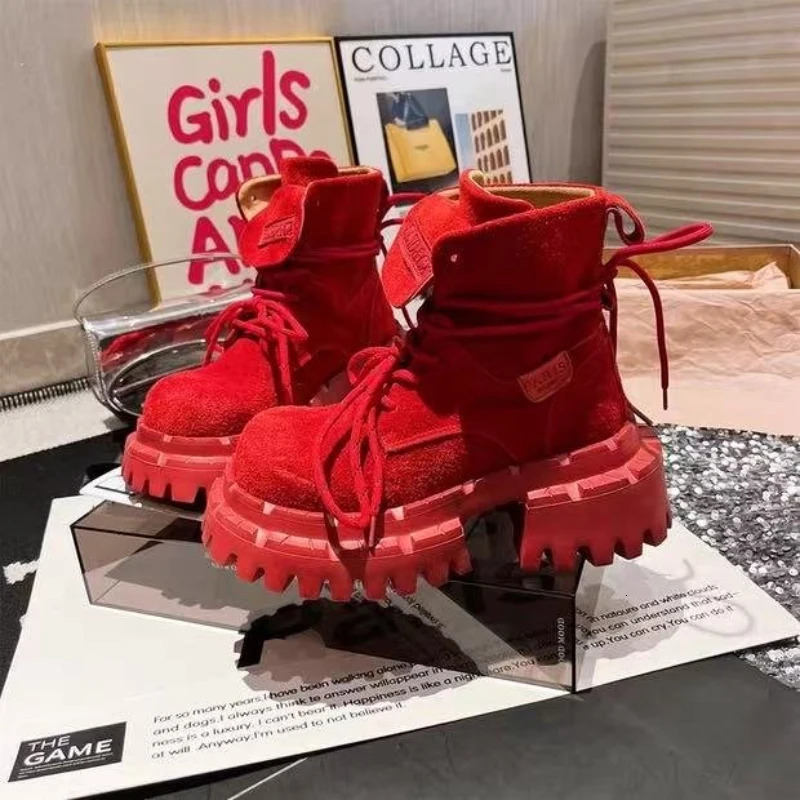 Ankle Boots for Women Flats Platform Shoes Fashion Winter Dress Woman 2025 Suede Cozy Chelsea Botas De Mujer 250908