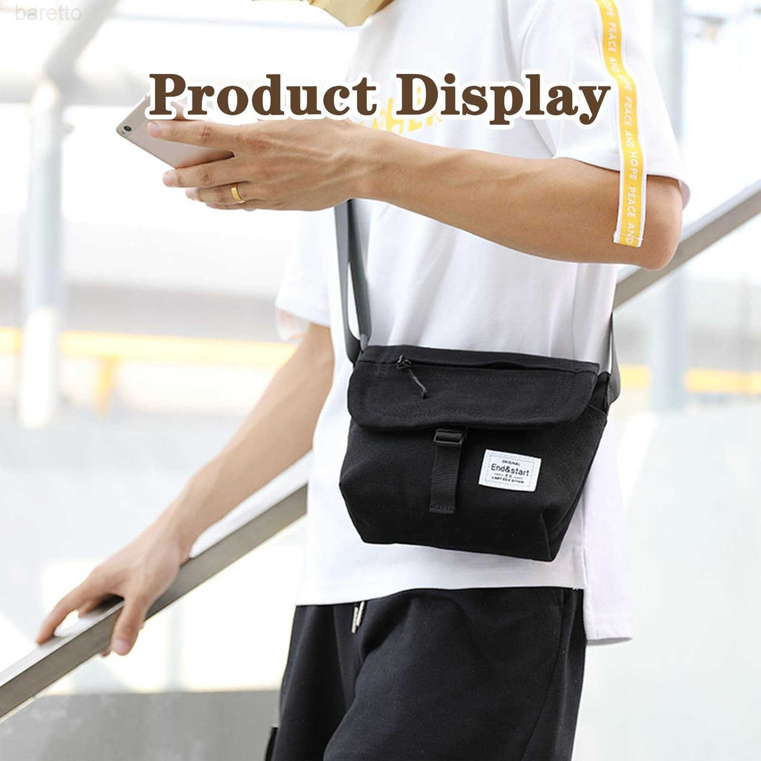 Crossbody Bag for Men Canvas Messenger Bag Shoulder bag Mens Crossbody Bag Travel Bag Man Purse Mens Bag Unisex Small Shoulder Bag for Phone Passport 