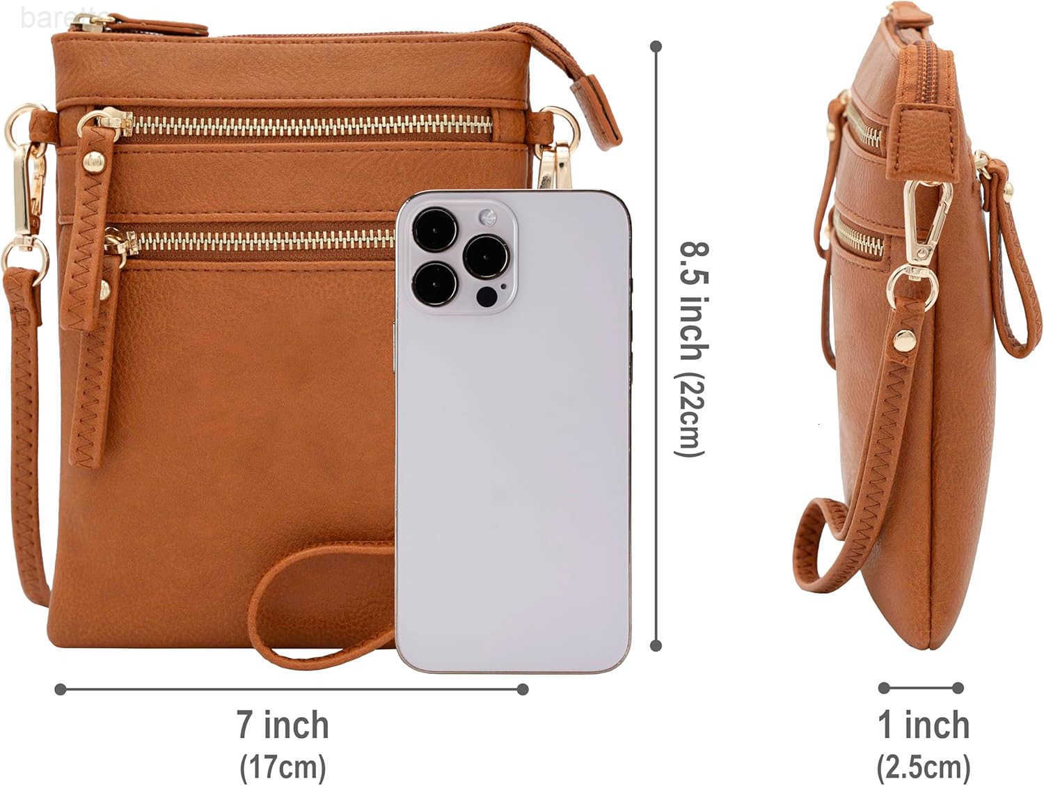 Small Crossbody Bag for Women Multi Zip Pockets with Detachable Wristlet Lightweight Travel Purse Cell Phone Pouch Z250910