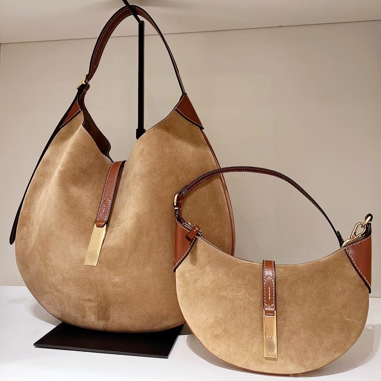 High quality Womens Suede leather polo id bag Designer Shoulder Bags Luxury handbag Hobo weekend Tote bag underarm moon bucket clucth crossbody travel shopping bag