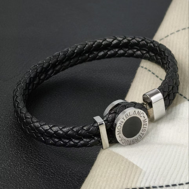 Hot Elegant Black Gold Leather Bracelets Stylish Man Charms Bracelets MB Brand Hand Chain Punk Bracelet Designer Jewelry Bracelets Montblancs Leather Watch Band