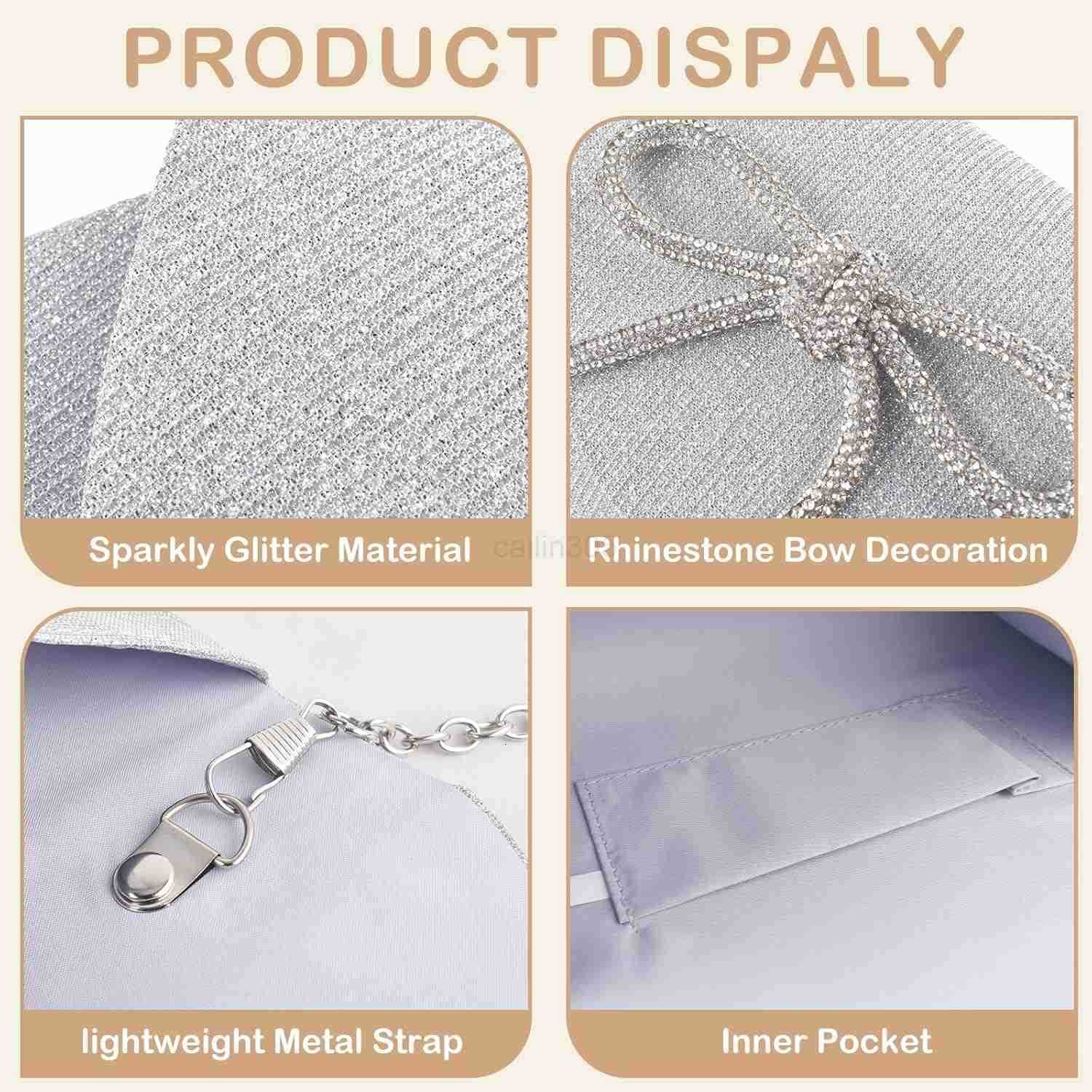 Bow Evening Bag Sparkly Clutch Purses for Women Glitter Dressy Clutch Bags for Wedding Party Prom Z25909